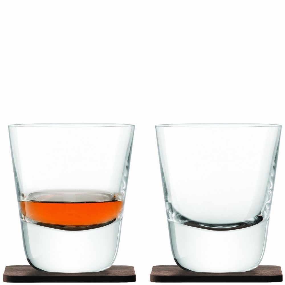 Набор стаканов для виски с деревянными подставками Arran Whisky, 250 мл, 2 шт., LSA International, арт.:G1212-09-301